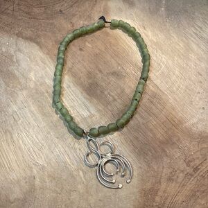 Recycled glass bead necklace and pendant